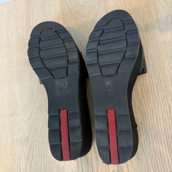 PRADA PLATFORM SLIDES, BLACK PATENT, 35.5 - Picture 2 of 5